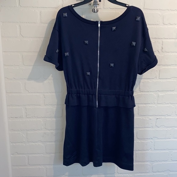Marc Jacobs dress navy cotton ruffled waist cuffed‎ sleeve small embellished - Picture 7 of 10